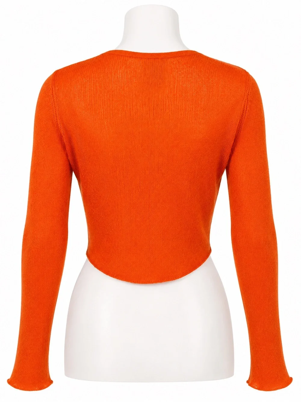 Rebecca Elliot Orange Silk Cashmere Tie Front Crop Cardigan Sweater,